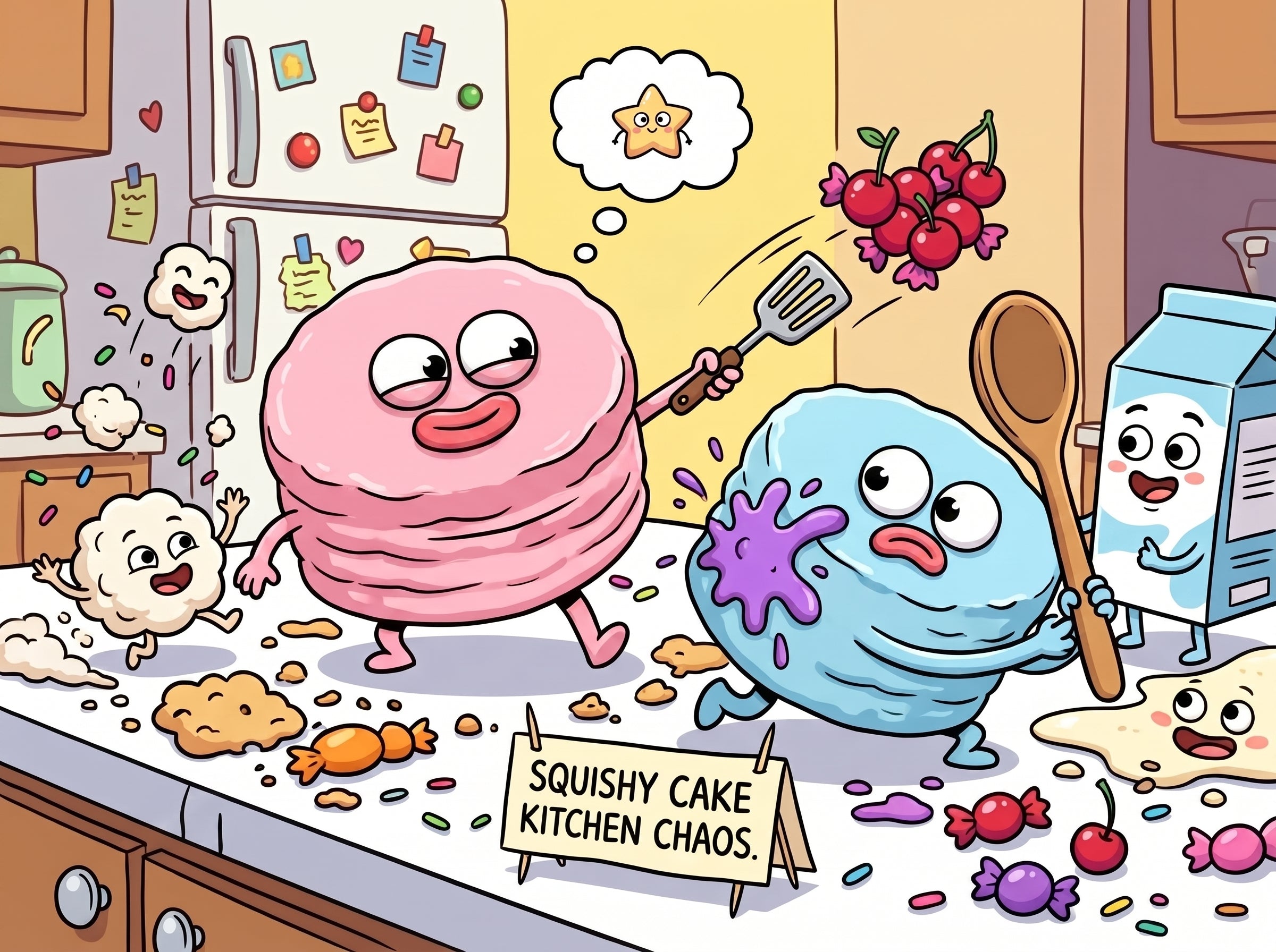 Pouty Puff kitchen chaos illustration